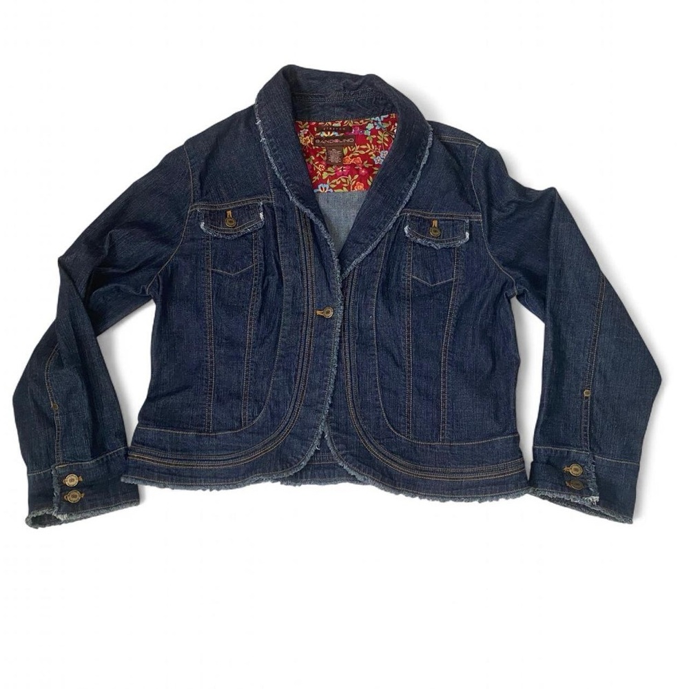 Y2K Bandolino Dark Wash Denim Jacket XL - Bohochic, Coastal Cowgirl, Indie - Picture 1 of 10